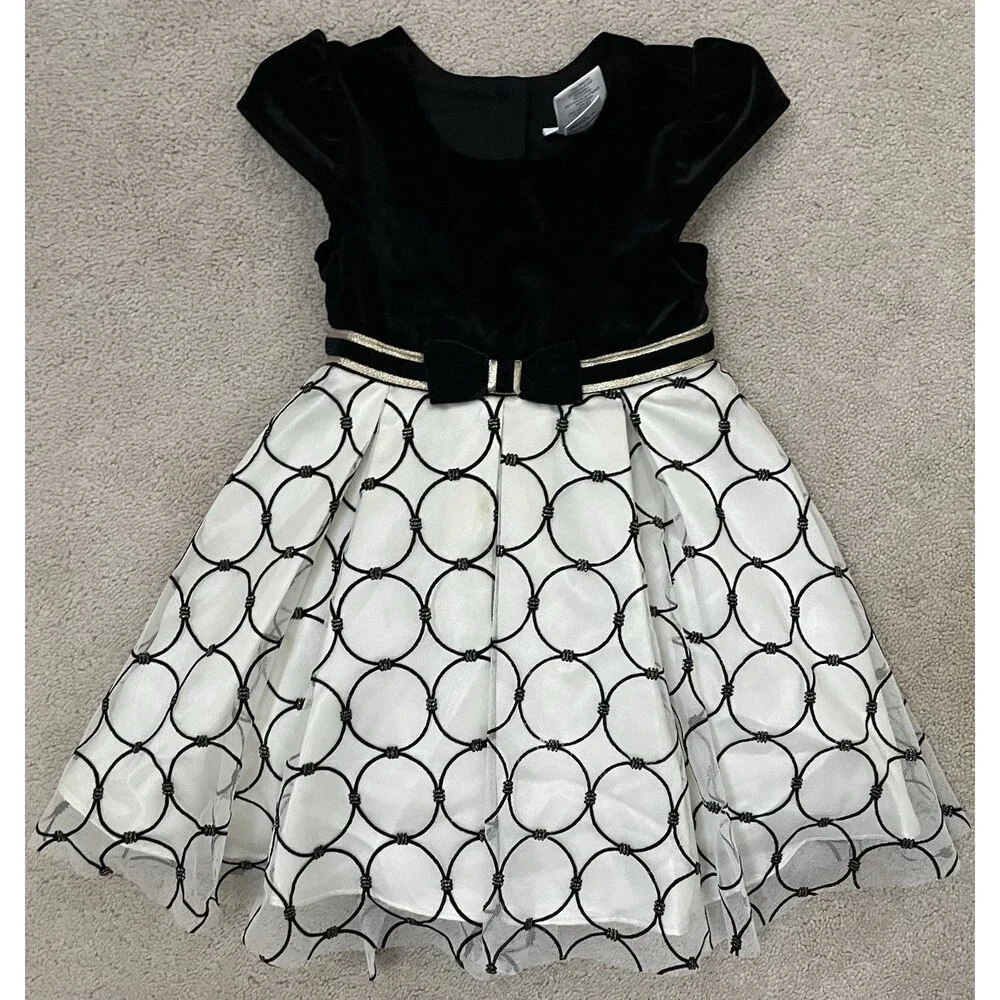 Jona Michelle Girls 2T Special Occasion Party Dress Black/White - Picture 6 of 6